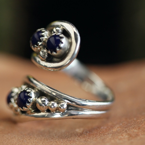 Adjustable Sterling Silver Lapis Lazuli Ring - Picture 3 of 6